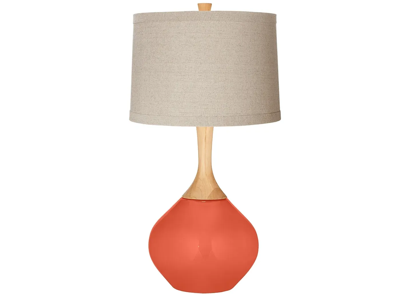Color Plus Daring Orange Natural Linen Drum Shade Wexler Table Lamp